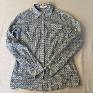 Tory Burch Blue Patterned Button-Up Shirt